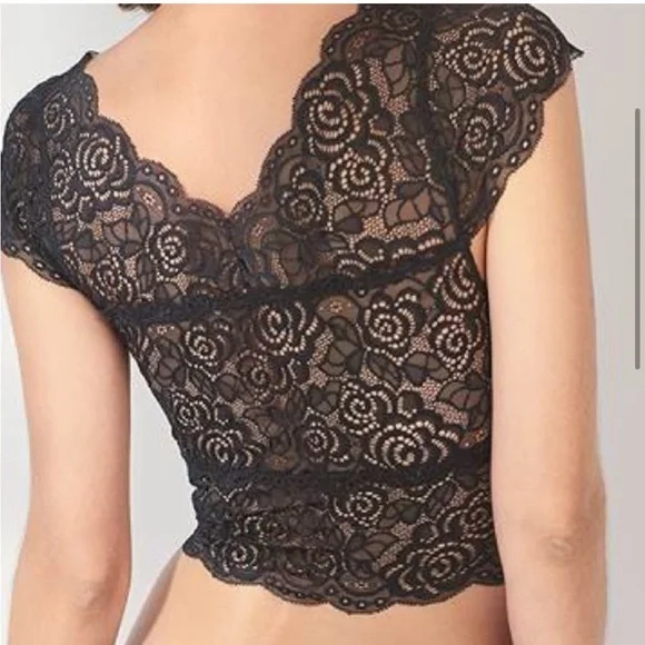 Intimately Free People Chase Me Black Lace Brami Crop Top/Bralette - Picture 3 of 7